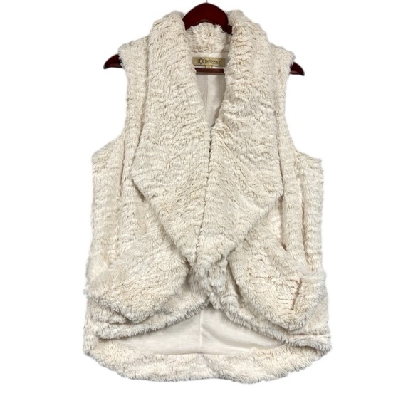 Democracy Faux Fur Draped Vest Cardigan Size S - Picture 1 of 8